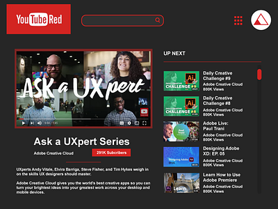 Youtube Red Concept adobe concept ui uiux user experience user interface ux youtube