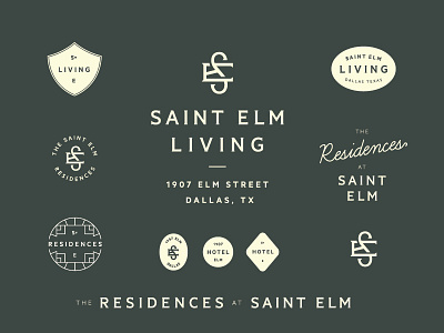 St. Elm Marks badge branding curve enclosure lettering line logo mark monogram script seal tractorbeam