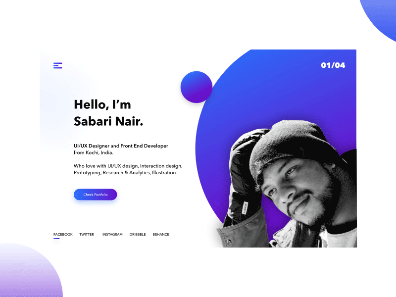 Personal Portfolio clean design gradient interaction portfolio profile ui ux website