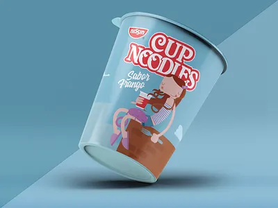 Cup Noodles brand character food illustration instant packaging vector