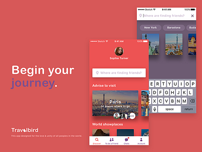 Travelbird. Application for traveling and finding new friends app application design mobile travel ui ux