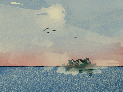 Japanese Island digital painting illustration island japan watercolour