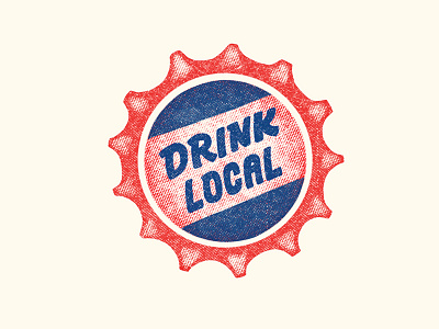 Drink Local Cap beer bottle cap brewery craft craft beer halftone hops local procreate retro utah vintage
