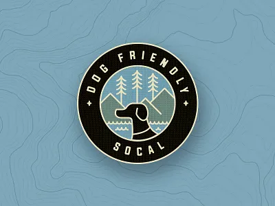 Dog Friendly SoCal Badge badge branding california design dog explore hike logo mockup nature outdoors woods