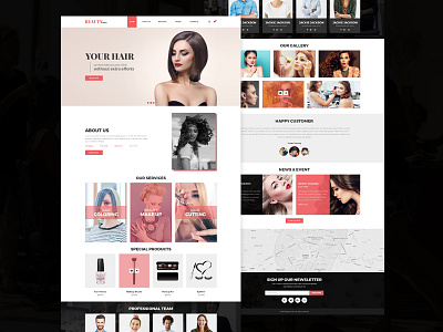 Beauty Hair Template beauty design hair landing like modern page photoshop psd salon template