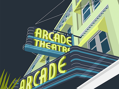 Arcade Theatre arcade theatre architecture building florida fort myers illustration retro swfl tourism travel vector