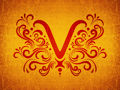 Vintage V 36daysoftype curve design floral gradient grunge letter old sepia v vector vintage