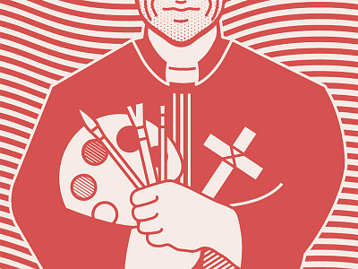 priest / painter illustrated illustration line art painter portrait priest