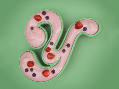 Y is for Yogurt 36daysoftype breakfast food fruit 3d advertising cinema 4d editorial food typography lettering yogurt