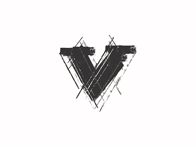 V design grunge line texture typography