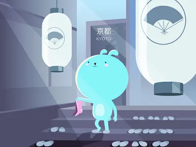 Kyoto blue bunny character design kyoto ryokan