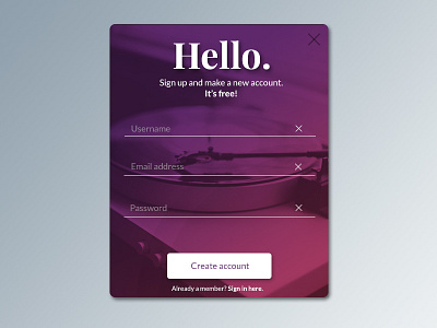 Daily UI #001 daily ui modal music sign up form ui