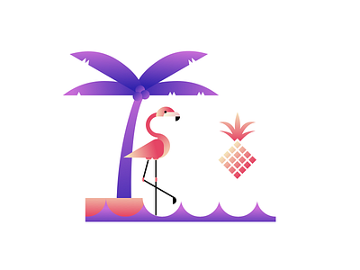 Tropical Vibes flamingo gradient illustration island tropical vector