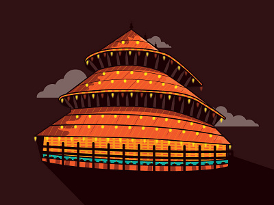 Kerala Architecture 2d colors culture god illustration india kerala love madhurtemple temple tradition worship