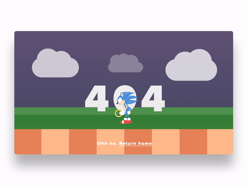 Sonic inspired 404 page 404 ae after effects animation interaction shape sonic vector web