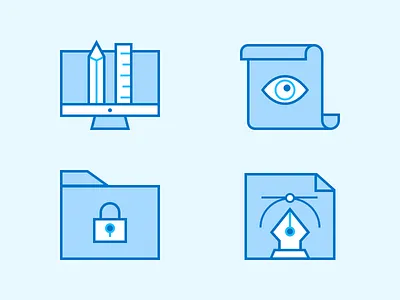 Random Icons design eye icon iconography icons illustration lock outline pen pencil sheet