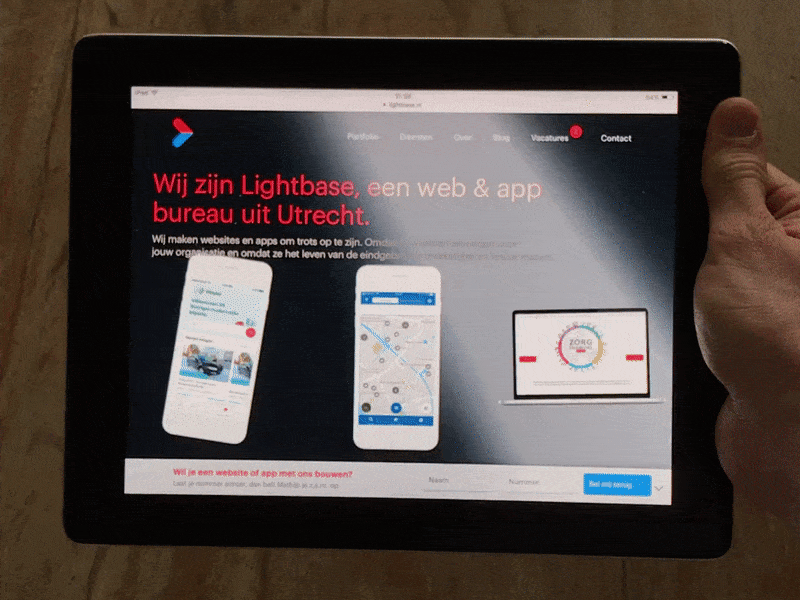 Motion Lightbeam accelerometer animation gyroscope interaction ipad mobile motion webflow website