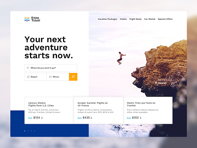 Enjoy Travel adventure design landing page travel ui ux