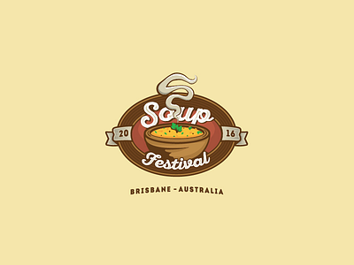 Soup Festival Brisbane emblem festival food graphics logo restaurant retro smoke soup type