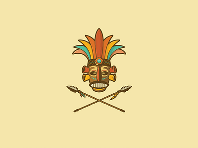 Minor Tribe feather indian logo mask red spear store tribal tribe yellow