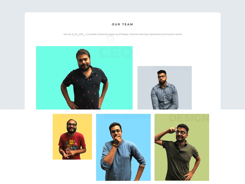 Our Team Interaction animation homepage interaction design landing page our team sensus labs team section