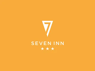 SevenInn hotel inn logo negative space seven triangle yellow
