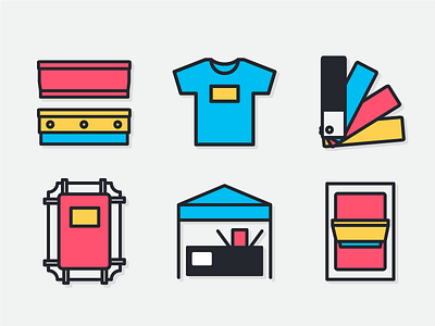 Screen Printing Icons icon design icons illustration pantone screen printing t shirt