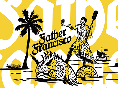 Stay Thirsty My Friends beer belgian blonde brewery illustration miami priest sea monster