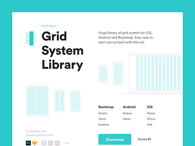 Grid System Library (Freebie) android apple bootstrap free freebie freebies grid ios watch