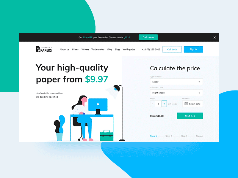 Web service about writing papers calculator clean ui illustration minimal service interface ui design ux design web web service