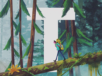 T - Time - Travel - Trees 36daysoftype alphabet illustration photoshop time travel trees trekking wacom