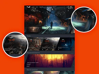 Steam Website | Visual Redesign diagonals gaming homepage landing page magnify redesign steam visual