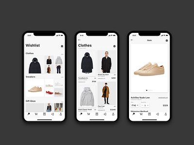 Swish shopping ui ux wishlist