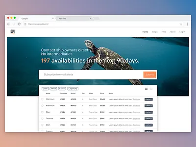 Galapagos Cruise Links Website Concept row table travel ui website