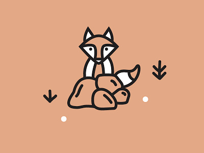 Fox animal forest fox hide illustration line minimal rocks simple