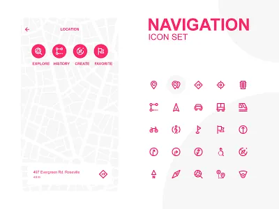 Navigation concept gps icons interface location map navigation ui