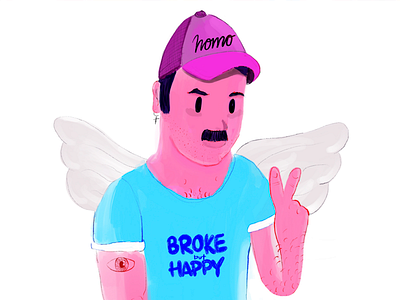 Broke but Happy characters cool digital illustration gayart guys illustration procreate