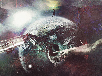 Human between past and future creation design earth hand manipulation photo photoshop retouching space