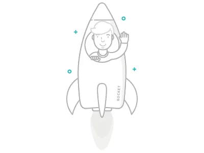 To infinity and beyond character illustration outline rocket space vector