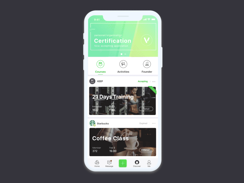 Moments app animation app clean green moments smooth ui ux