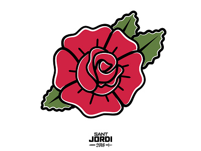 Sant Jordi Rose barcelona catalonia design flat flower folky illustration old school rose traditional