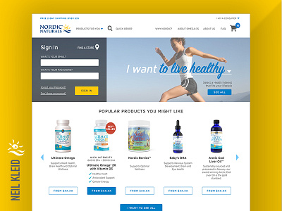 Nordic Naturals website — in-progress Home Page design design ecommerce home page layout navigation sketch ui ux web website