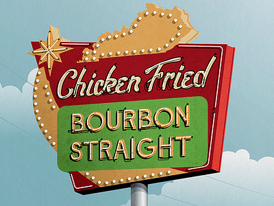 Retro Kentucky Neon Sign bourbon fried chicken kentucky retro vector