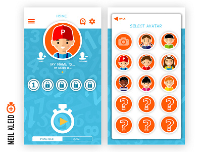 Math Done Write App - Home screen & Avatar Selection android app design education ios math mobile ui ux visual visual design