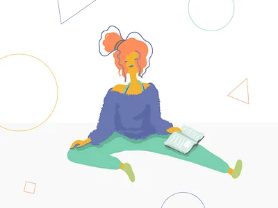 Relax drawing illustration lady pajamas person reading sweats woman yoga