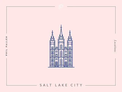 Salt Lake City Icon architecture city flat icon lake landmark line location salt travel utah vector