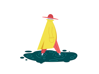 Lone Walker color illustrator primary rain vector walker water