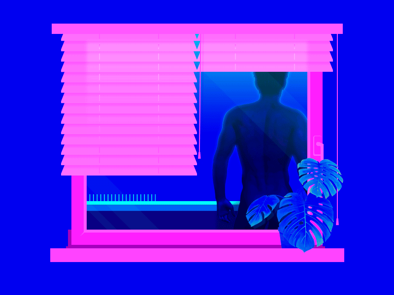 V E R N A L 2d animation art blue boy clean design flat gay gif graphic design illustration lgbt motion nature neon photoshop plants queer spring