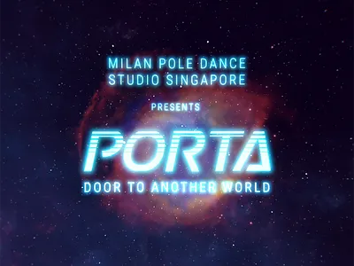 Porta futuristic glow neon particulars pole dance sci fi space stars