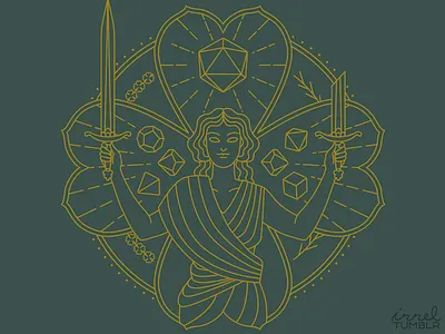 Lady Luck dice dnd dungeons and dragons monoline tabletop